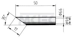ERSA spájkovací hrot, rovný, skosený, ERSADUR-LF, 17.0 mm