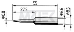 Spájkovací hrot ERSA, rovný, ceruzkovitý tvar, predĺžený, 0.8 mm