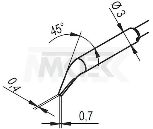 Sada odspájkovacích hrotov, v tvare sekáča, zahnuté, 0.7 mm
