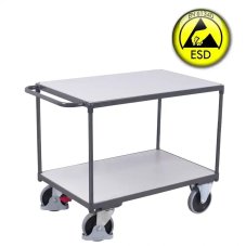 ESD antistatický policový vozík VARIOFIT, 2 police, 1200 x 800 mm, 500 kg - vysokozáťažový