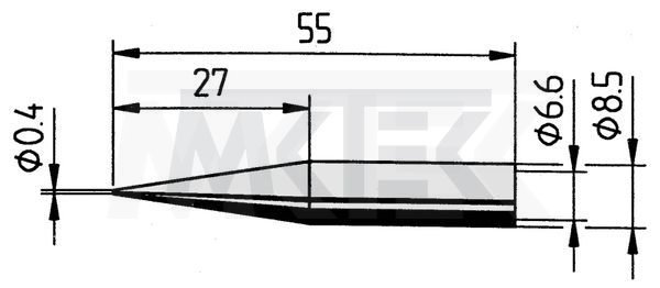 Spájkovací hrot, ERSA, rovný, ceruzkovitý tvar, predĺžený, 0.4 mm