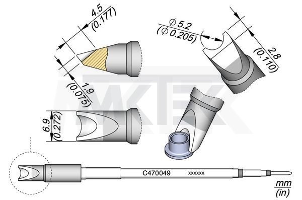 JBC spájkovací hrot série C470, priemer 5.2 mm