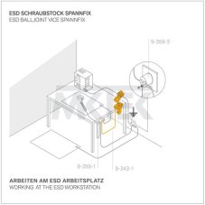 ESD držiak guľového kĺbu (upínací) disipatívny + zástrčka + uzemňovací vodič