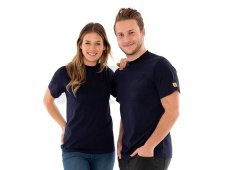 ESD tričko s okrúhlym výstrihom, náprsným vreckom, tmavomodré, SafeGuard PRO