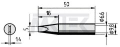 Spájkovací hrot ERSA, rovný, v tvare sekáča, 5.0 mm