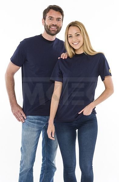 ESD tričko s okrúhlym výstrihom, námornícka modrá, čierny golier, SafeGuard