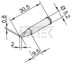 Spájkovací hrot ERSA pre i-Tool, rovný, v tvare sekáča, 2 mm