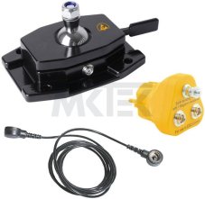 ESD držiak guľového kĺbu (naskrutkovaný) disipatívny + zástrčka + uzemňovací kábel