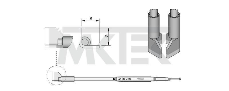Spájkovací hrot JBC C420-279, QFP/PLCC