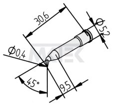 ERSADUR spájkovací hrot, 0.4 mm, 10 ks