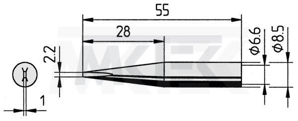 Spájkovací hrot, ERSA, rovný, v tvare sekáča, predĺžený, 2.2 mm