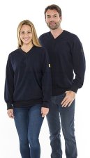 ESD mikina s výstrihom do V, tmavomodrá