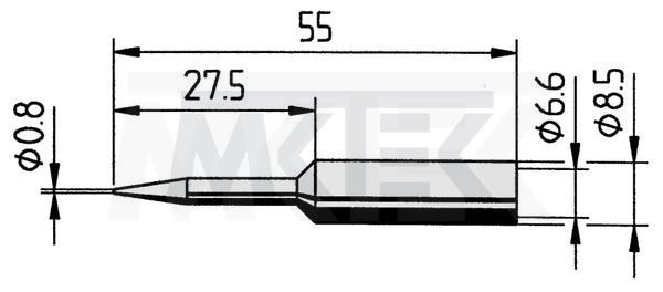 Spájkovací hrot ERSA, rovný, ceruzkovitý tvar, predĺžený, 0.8 mm