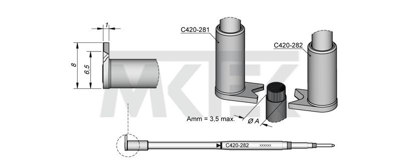 Hroty a odspájkovací pár hrotov JBC C420-282