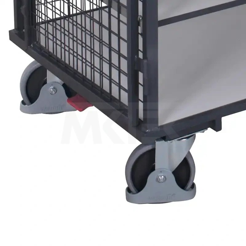 ESD antistatický skriňový vozík s policami VARIOFIT, s dverami, 1315 x 830 x 1810 mm - steny zo sieťoviny, uzamykateľný