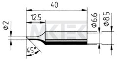 ERSA spájkovací hrot, rovný, skosený, ERSADUR-LF, 2.0 mm