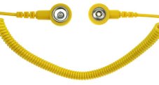 ESD špirálový uzemňovací kábel 1 MOhm 3/10 mm patentka žltý dĺžka 3,6 m SafeGuard