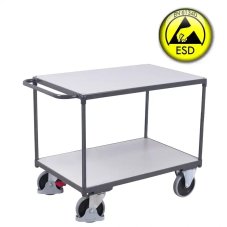 ESD antistatický policový vozík VARIOFIT, 2 police, 1000 x 700 mm, 500 kg - vysokozáťažový