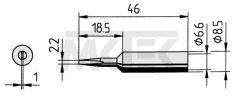 ERSA spájkovací hrot, rovný, v tvare sekáča, ERSADUR-LF, 2.2 mm