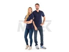 ESD tričko s výstrihom do V, námornícka modrá, čierny golier, SafeGuard