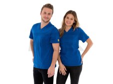 ESD tričko s výstrihom do V s náprsným vreckom, modré, SafeGuard PRO