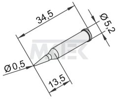 Spájkovací hrot ERSA pre i-Tool, rovný, ceruzkovitý, predĺžený, 0.5 mm