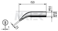 Spájkovací hrot ERSA, zahnutý, v tvare sekáča, 2.5 mm