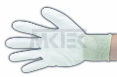 ESD disipatívne nylonové sivé rukavice, končeky prstov a dlane potiahnuté PU