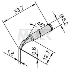ERSADUR spájkovací hrot, 1.8 mm, 10 ks