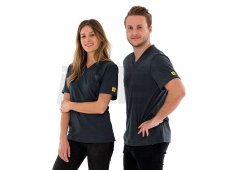 ESD tričko s výstrihom do V s náprsným vreckom, sivé, SafeGuard PRO