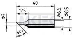 ERSA spájkovací hrot, rovný, skosený, ERSADUR-LF, 3.0 mm