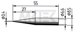 ERSA spájkovací hrot, rovný, ceruzkovitý tvar, predĺžený, 0.4 mm