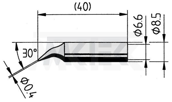Spájkovací hrot, ERSA, zahnutý, ceruzkovitý tvar, 0.4 mm