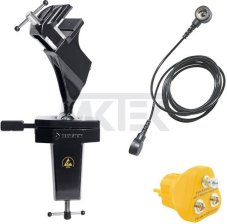 ESD zverák s guľovým kĺbom (upínací) disipačný + zástrčka + uzemňovací vodič