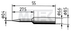 Spájkovací hrot ERSA, rovný, ceruzkovitý tvar, 0.4 mm