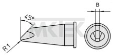 LHT D 45° Spájkovací hrot Bevelled 1.8 mm
