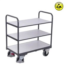ESD antistatický policový vozík VARIOFIT, 3 police - 2 prestaviteľné, 1200 x 800 mm, 250 kg