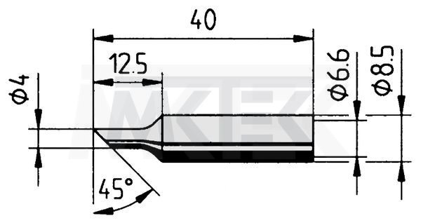 ERSA spájkovací hrot, rovný, skosený, ERSADUR-LF, 4.0 mm