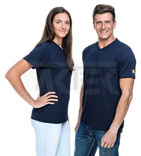 ESD tričko s výstrihom do V, námornícka modrá, SafeGuard PRO