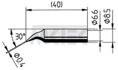 Spájkovací hrot, ERSA, zahnutý, ceruzkovitý tvar, 0.4 mm