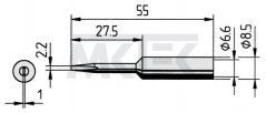ERSADUR spájkovací hrot, 2.2 mm, predĺžený, 10 ks