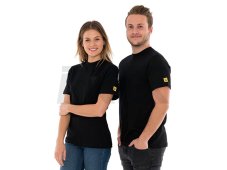 ESD tričko s okrúhlym výstrihom, náprsným vreckom, čierne, SafeGuard PRO