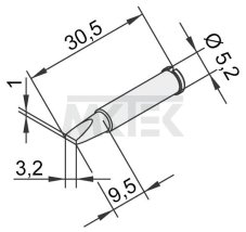 Spájkovací hrot ERSA pre i-Tool, rovný, v tvare sekáča, 3.2 mm