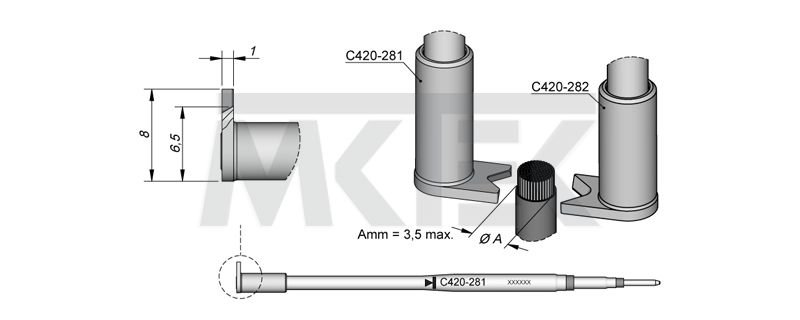 Hroty a odspájkovací pár hrotov JBC C420-281