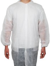 ESD Jednorazový plášť na suchý zips, biela, Safeguard