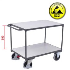 ESD antistatický policový vozík VARIOFIT, 2 police, 1200 x 800 mm, 500 kg - vysokozáťažový