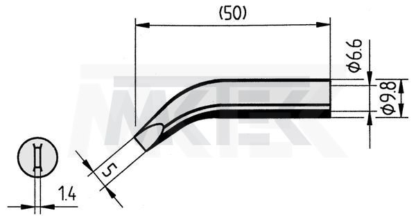 Spájkovací hrot ERSA, zahnutý, v tvare sekáča, 5.0 mm