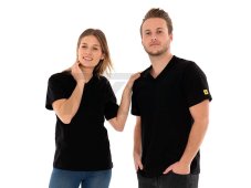 ESD tričko s výstrihom do V s náprsným vreckom, čierne, SafeGuard PRO