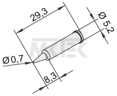 Spájkovací hrot ERSA pre i-Tool, rovný, ceruzkovitý, 0.7 mm