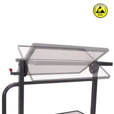 ESD antistatický vychystávací vozík sw-400.844 VARIOFIT na EURO prepravky, 3 ESD police, 200 kg, 2 naklápateľné police